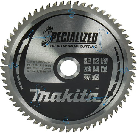 Makita tilbehør krydssavklinge aluminium 165x20 60t alu - b-56568