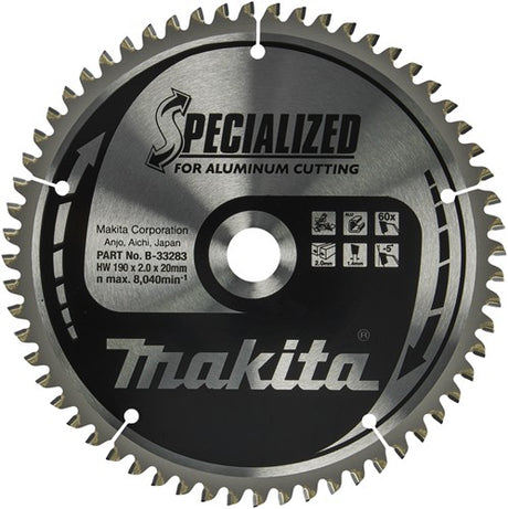 Makita tilbehør krydssavklinge | aluminium | 190x20x2,0 60t -5g - b-33283