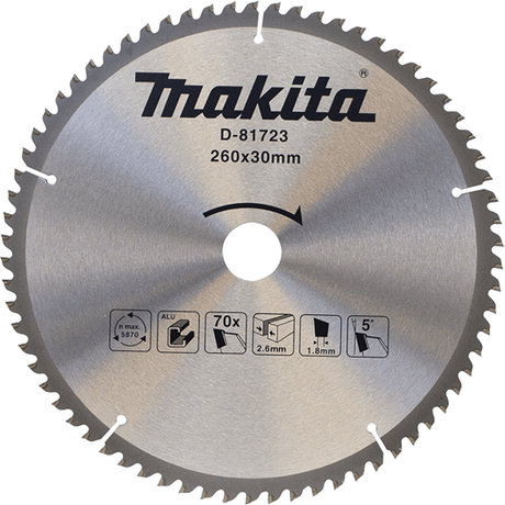 Makita tilbehør krydssavklinge aluminium | standard 260x30x2,8 70t 5g - d-81723