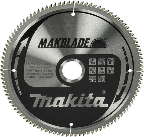 Makita tilbehør krydssavklinge træ 216x30x2.1 100t - b-32867
