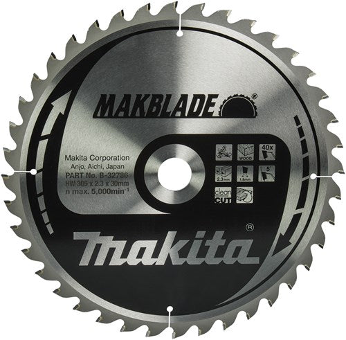 Makita tilbehør krydssavklinge | træ | 305x30x2,3 40t 5g - b-32786