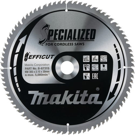 Makita tilbehør krydssavklinge træ efficut 305x30x2.15 80t 10g - b-67315