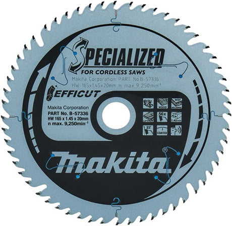 Makita tilbehør b-57336 rundsavklinge træeffekt 165x20x1,45 56t 23g - b-57336