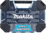 Makita tilbehør bore- og skruetrækker bit sæt 200 dele - e-22610