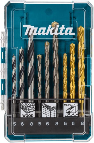 Makita tilbehør boresæt sten træ metal 9-delt - d-71962