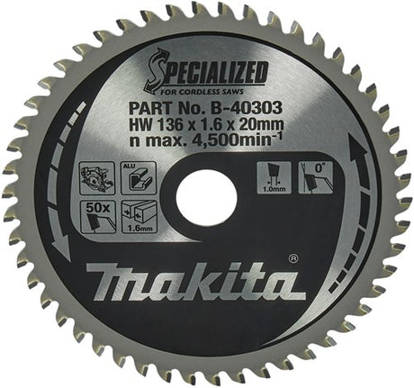 Makita tilbehør rundsavklinge | aluminium | 136x20x1,6 50t 0g - b-40303