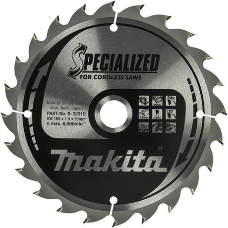 Makita tilbehør rundsavsklinge træ 165x20x1,5 24t 20g - b-32910