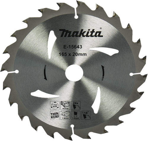 Makita tilbehør makita rundsavklinge til træ | ø 165 mm akselhul 20 mm 24t - e-15643