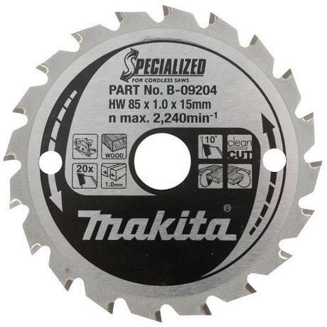 Makita accessoires cirkelzaagblad hout 165x20x1,6 40t 18g - b-09248