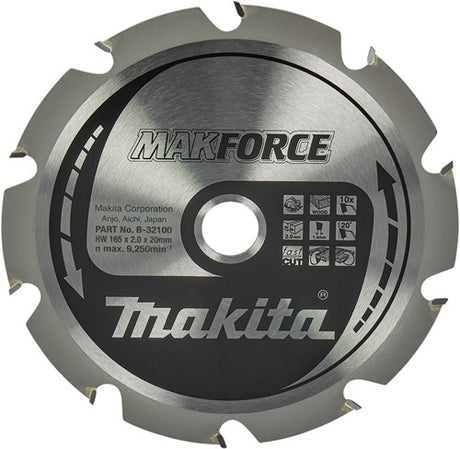 Makita tilbehør rundsavsklinge træ 165x20x2,0 10t 20g - b-32100