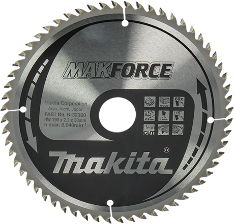 Makita rundsavklinge til træ | makforce | ø 190 mm akselhul 30 mm 60t - b-32390