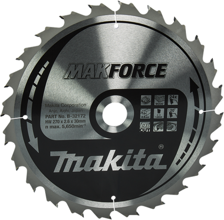 Makita tilbehør rundsavklinge træ | makforce 270x30x2,6 24t 20g - b-32172 - b-32172
