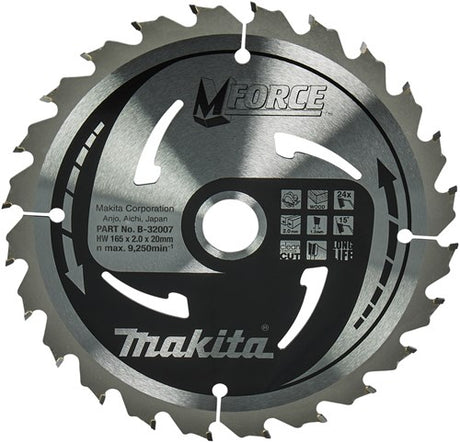 Makita tilbehør rundsavklinge | træ | mforce | 165x20x2,0 24t15g - b-32007