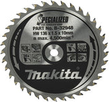 Makita tilbehør makita rundsavklinge til træ | specialiseret: batteri | ø 136 mm akselhul 10 mm 36t - b-32948