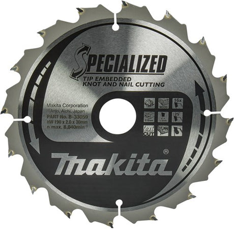 Makita tilbehør rundsavklinge | træ | type 190x30x2.016t 23g - b-33059