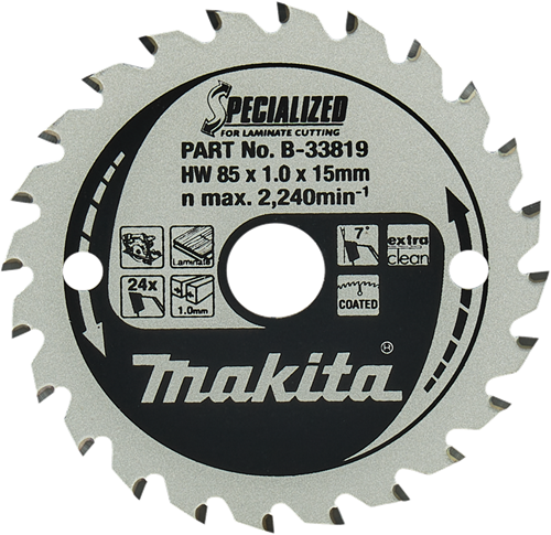 Makita tilbehør rundsavklinge laminat | specialiseret 85x15x1,0 24t 7g - b-33819 b-33819