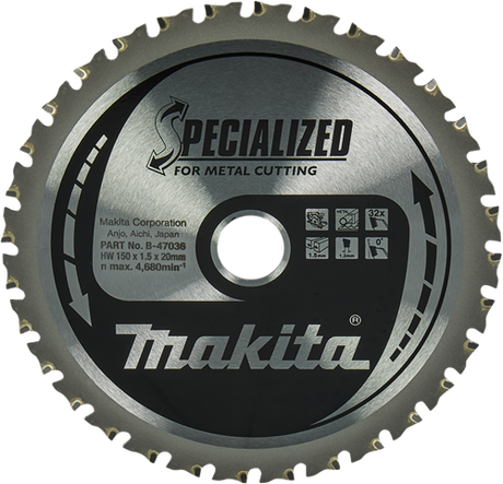 Makita tilbehør rundsavklinge stål | specialiseret 150x20x1,5 32t 0g - b-47036 b-47036