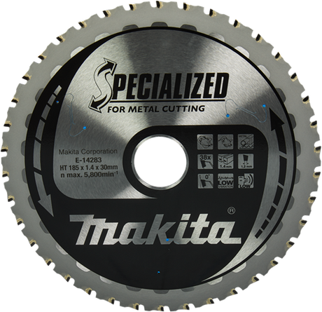 Makita tilbehør rundsavklinge stål | specialiseret 185x30x1,4 38t 0g - e-14283 e-14283