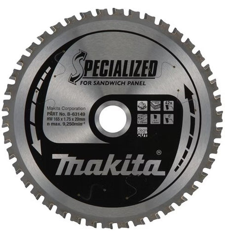 Makita tilbehør b-63133 | cirkulær savklinge sandwichpanel | specialiseret | 165x20x1,75 42t 0g - b-63133
