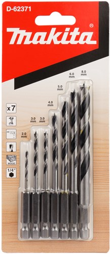 Makita tilbehør d-62371 træspiralboresæt 7-delt 1 4'' - d-62371