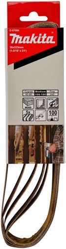 Makita tilbehør d-67094 | slibebånd | 533x30mm | k100 rød | 5 stk - d-67094