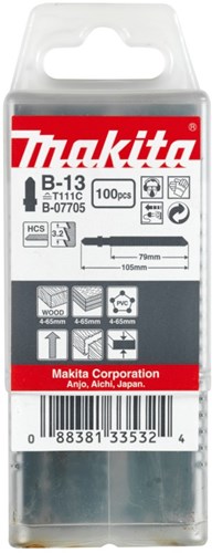 Makita tilbehør stiksavklinge b13 - t111c | 100 styk - b-07705