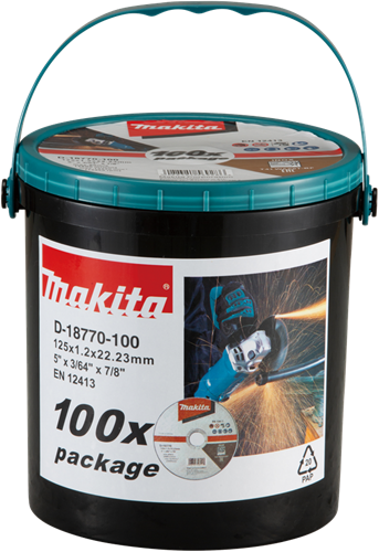 Makita tilbehør skæreskive rustfrit stål 125x22.23x1.2mm, 100 stykker - d-18770-100