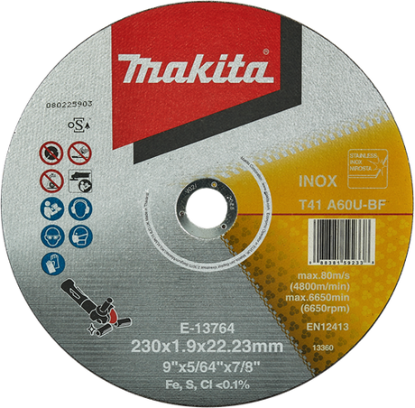 Makita tilbehør skæreskive rustfrit stål 230 mm - e-13764 e-13764