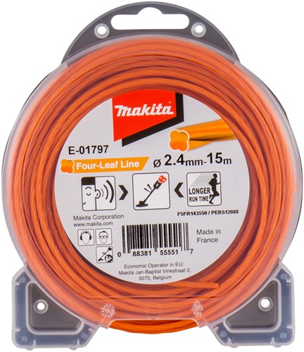 Makita tilbehør Makita E-01797 kløverbladsformet klippelinje 2,4x15 meter orange