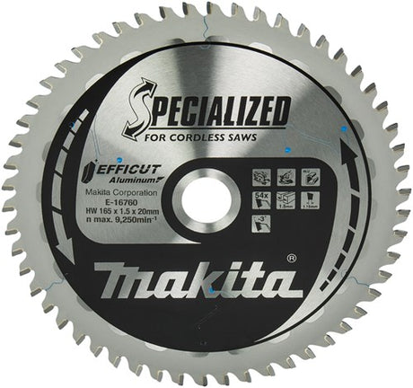 Makita tilbehør e-16760 | tværsnit og rundsavklinge | aluminium | effektiv | 165x20mm | 54t - e-16760