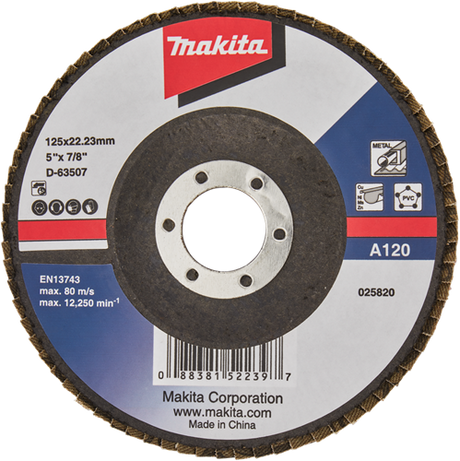 Makita tilbehør flap slibeskive 125mm a120 - d-63507 d-63507