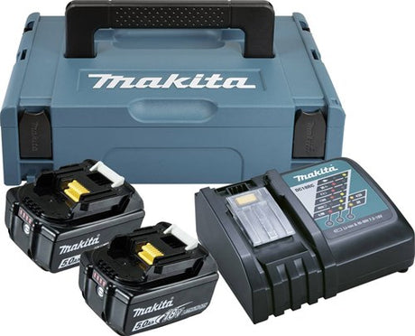 Makita tilbehør Makita strømkildesæt 197624-2, 2x BL1850B + DC18RC - 197624-2