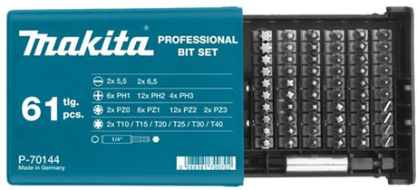 Makita tilbehør skruetrækker bit sæt 61 dele - p-70144 - p-70144