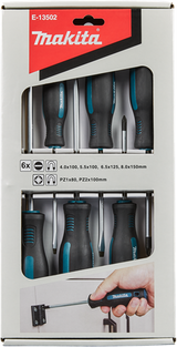 Makita tilbehør skruetrækker sæt 6-delt pz sl - e-13502 e-13502