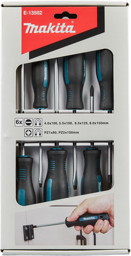 Makita tilbehør skruetrækker sæt 6-delt pz sl - e-13502 e-13502