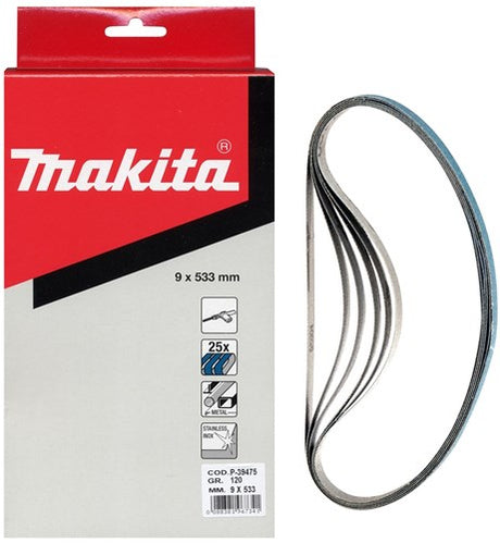 Makita tilbehør slibebånd blå længde 533 mm bredde 9 mm korn 120 - p-39475