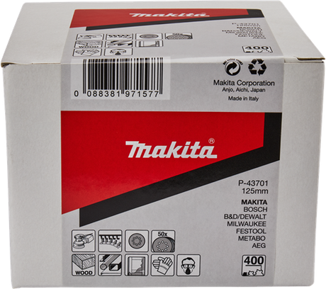 Makita tilbehør slibeskive 125mm k400 rød velcro - p-43701 - p-43701