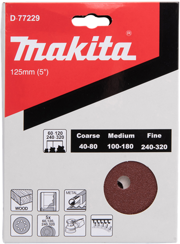 Makita tilbehør slibeskive 125mm rød velcro - d-77229 - d-77229