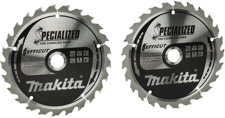 Makita tilbehør twin-pack rundsavklinge træ | efficut 165x20x1,4 25t 23g - b-62985-2
