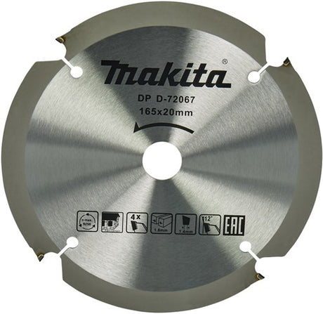 Makita tilbehør savklinge pcd 165x20x1,8 4t 12g - d-72067