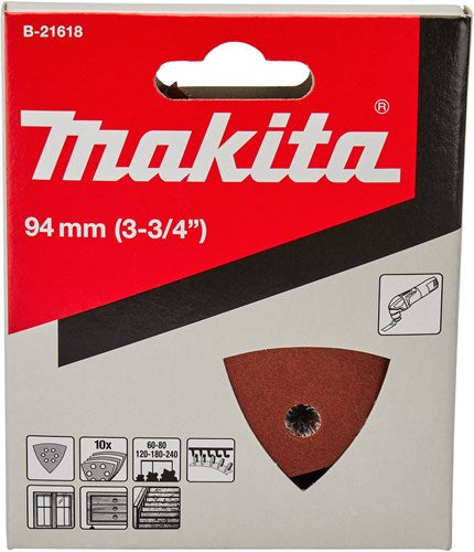 Makita tilbehør slibeark k60 k80 k120 k180 k240 rød velcro - b-21618 - b-21618
