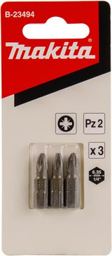Makita tilbehør skruebit pz2x25mm 3 stk - b-23494