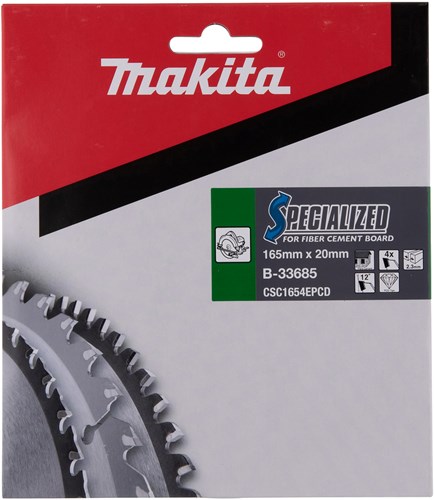 Makita tilbehør rundsavklinge | fibercementplade | pcd 165x20x2,3 4t 12g - b-33685