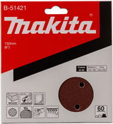 Makita tilbehør Makita B-51421 slibeskive 150mm K60 rød velcro