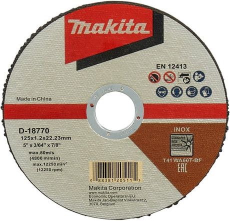 Makita tilbehør skæreskive rustfrit stål 125x22.23x1.2mm, 100 stykker - d-18770-100