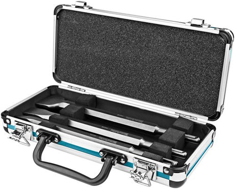 Makita tilbehør 3-delt SDS plus mejselsæt: spids-, flad- og spademejsel i aluminiumskasse D-42357 - D-42357