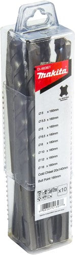 Makita tilbehør bore- og mejselsæt 10-delt - d-46361 d-46361