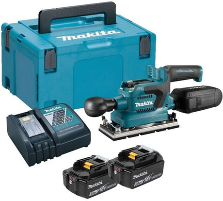 Makita dbo380rtj | akku orbitalsliber | 18v | li-ion | 2 x 5,0 ah batteri + hurtigoplader | i mbox - dbo380rtj