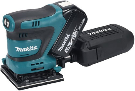 Makita dbo481rtj ledningsfri håndslibemaskine | 18v | 2 x 5,0 ah batteri + hurtigoplader | i mbox - dbo481rtj
