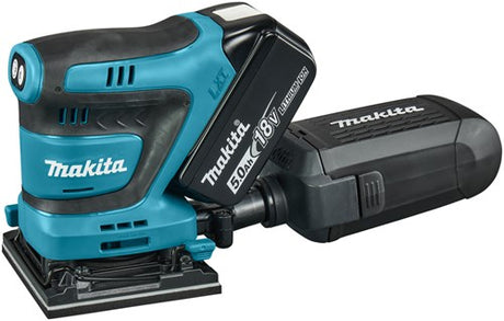 Makita dbo481rtj ledningsfri håndslibemaskine | 18v | 2 x 5,0 ah batteri + hurtigoplader | i mbox - dbo481rtj